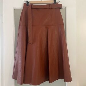 Eva Franco faux leather belted midi brown